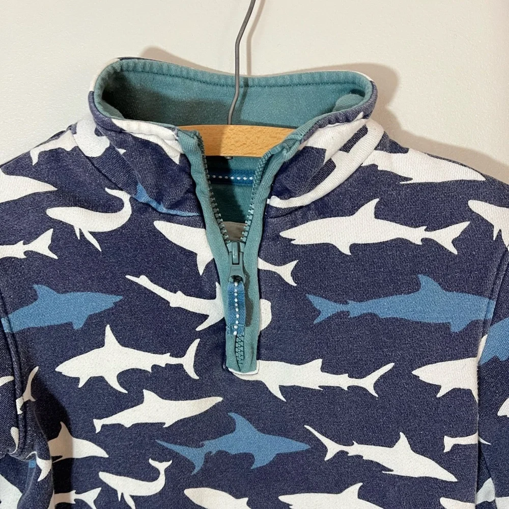 Mini Boden Shark Print Pullover Cotton Shark Sweatshirt Pullover Size 7-8